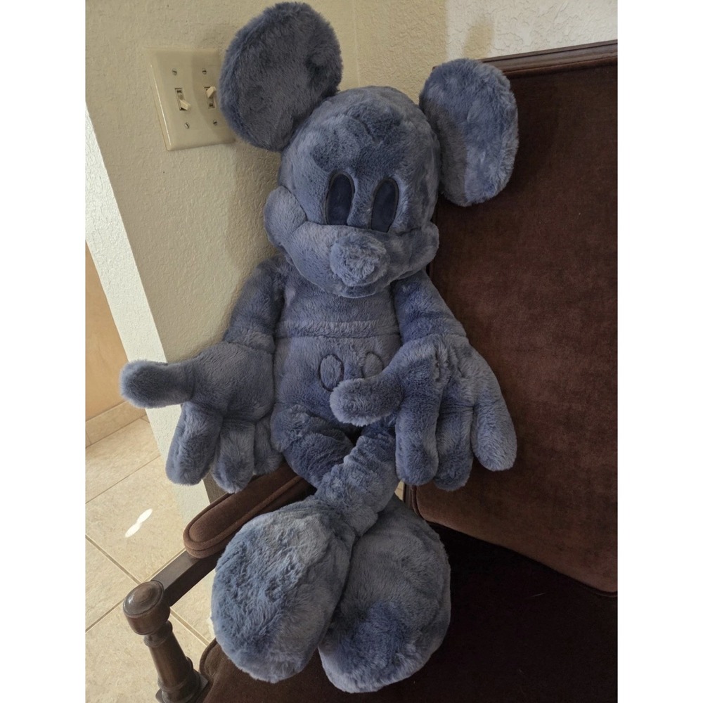 Disney Mickey Mouse 40 Inch Giant Plush Stuffed Animal Soft Faux Fur Blue Grey